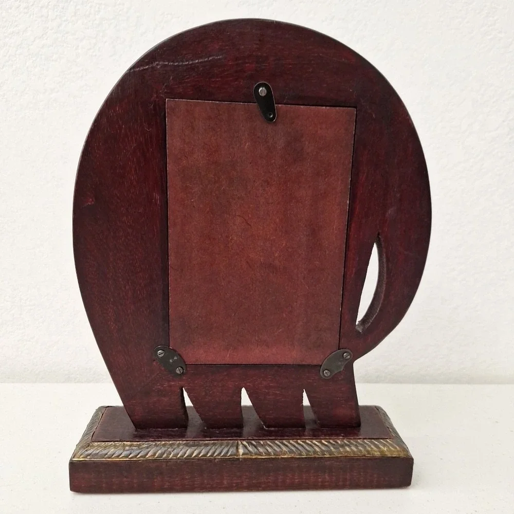 PIER ONE Elephant Carved Wood Picture Frame Figurine 11